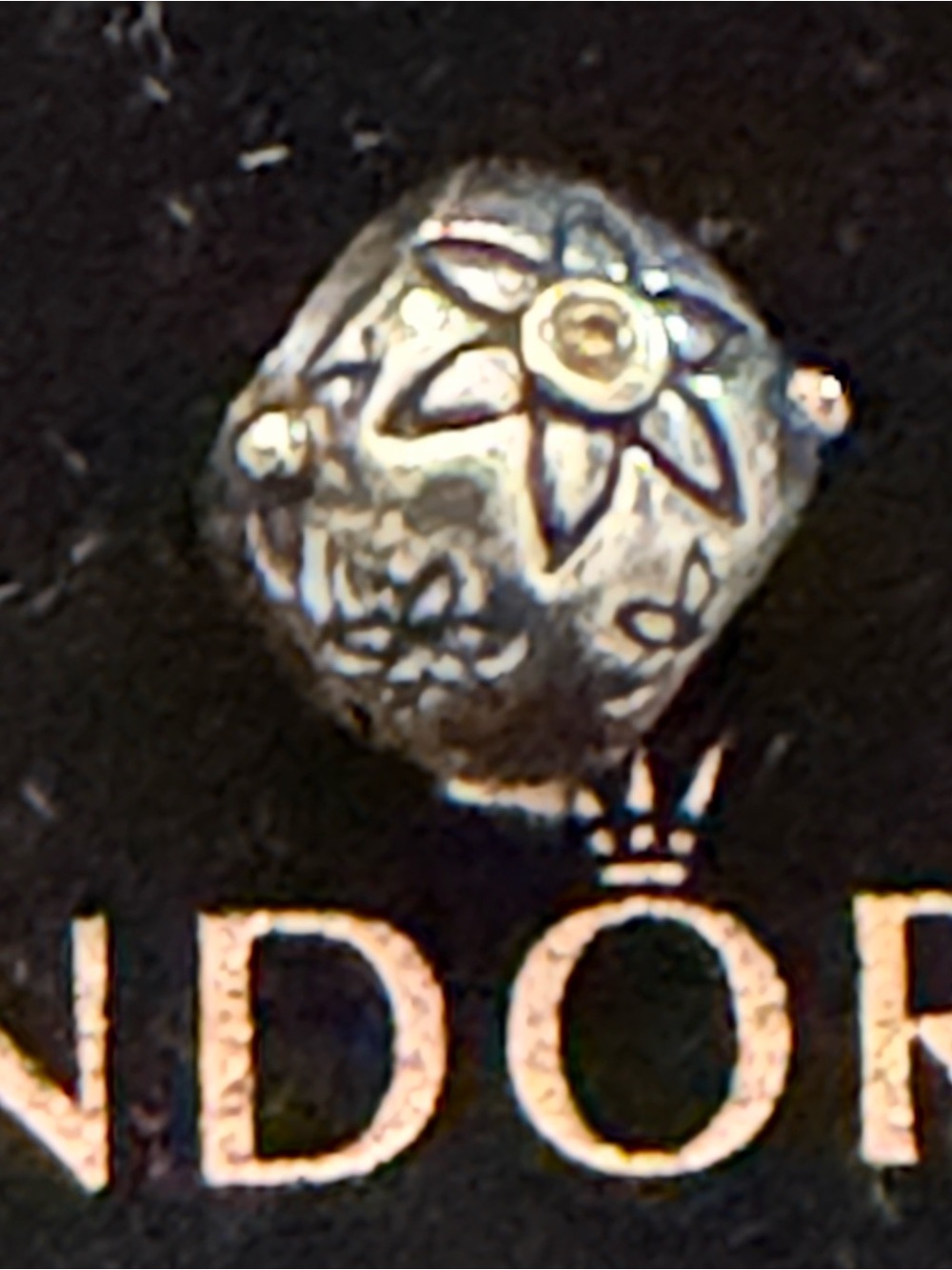 Authentic Pandora Star Flower charm Two tone silver 14k